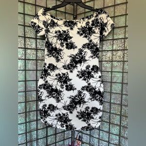 Off Shoulder Bodycon Black & White Dress